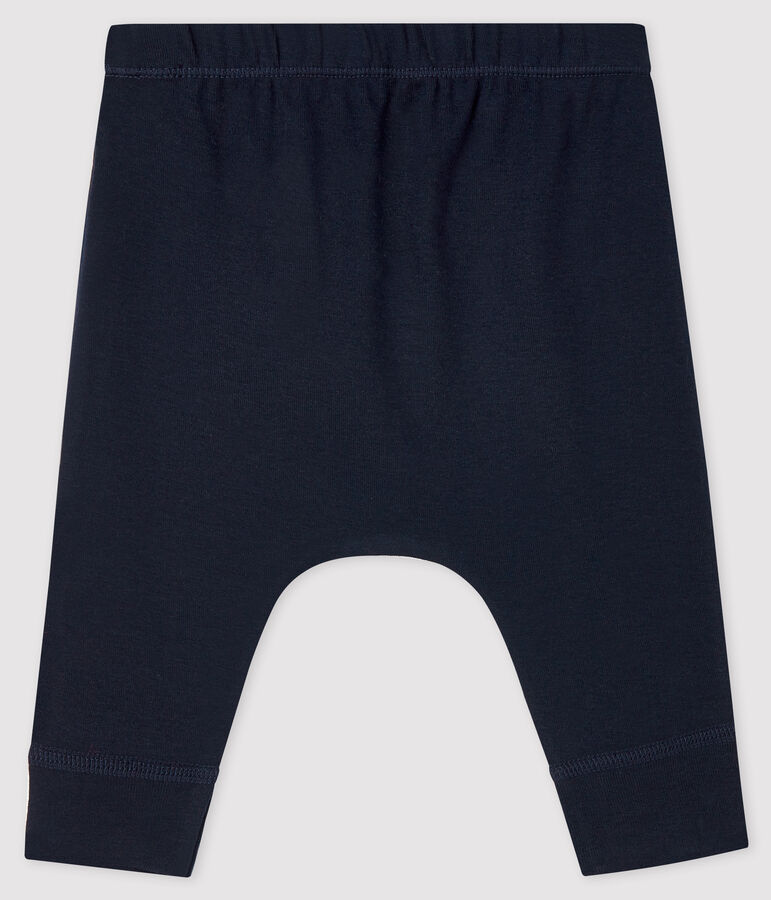 Babylegging van ribkatoen met poezenkopje. blauw SMOKING