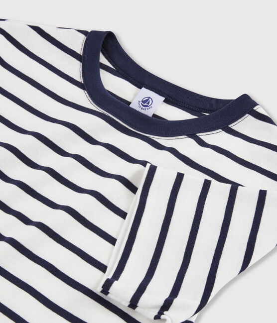 T-shirt iconique col rond Femme blanc MARSHMALLOW/bleu SMOKING