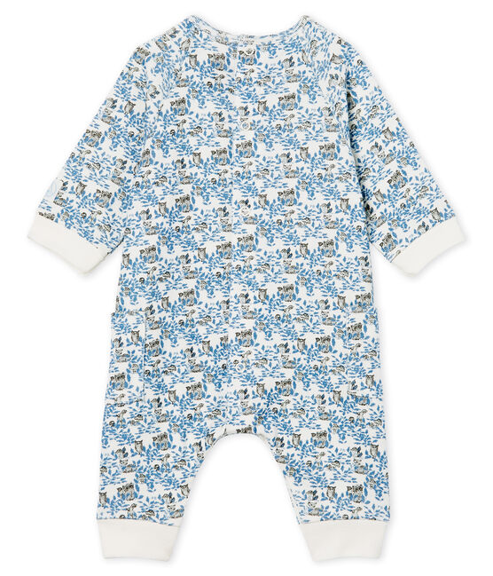 Combinaison longue bébé garçon en côte blanc MARSHMALLOW/ MULTICO CN