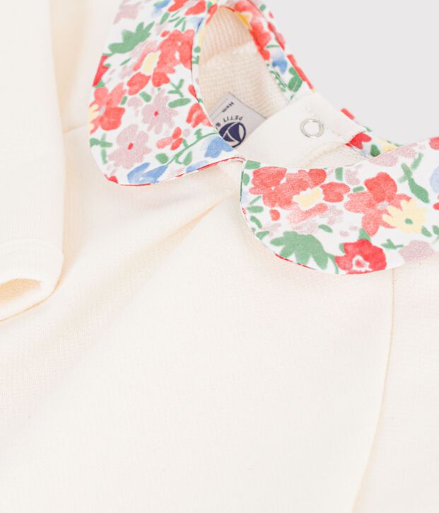 Effen katoenen sweatshirt met bedrukt kraagje voor baby's MILK