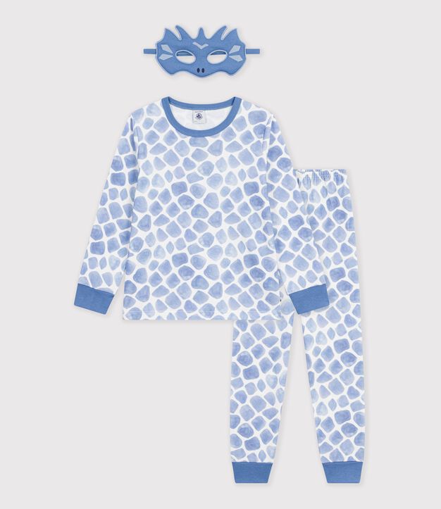 Katoenen verkleedpyjama van een draak voor kinderen blauw/blauw