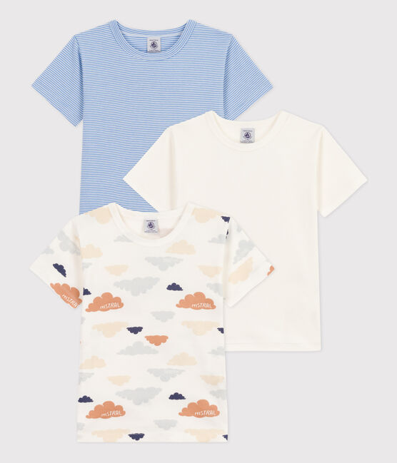 Set van 3 katoenen T-shirt met wolkenprint en korte mouwen voor kleine jongens variante 1