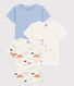 Set van 3 katoenen T-shirt met wolkenprint en korte mouwen voor kleine jongens