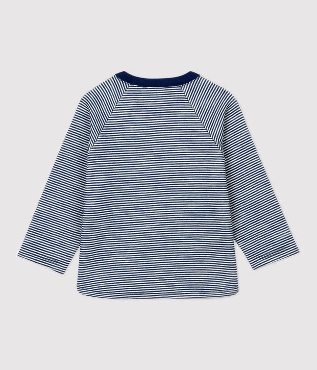 Tee-shirt en laine et coton b&eacute;b&eacute;. bleu/blanc