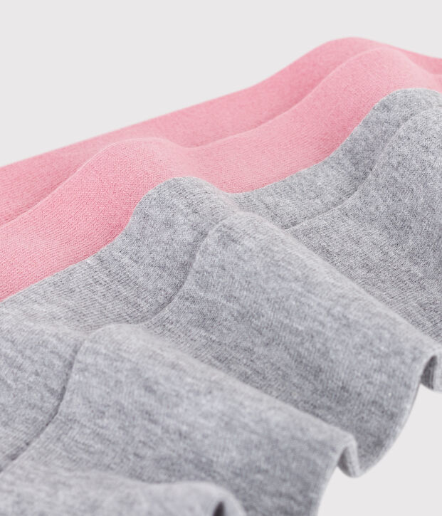 Setje met 2 broekkousen van katoenjersey voor kinderen roze/grijs