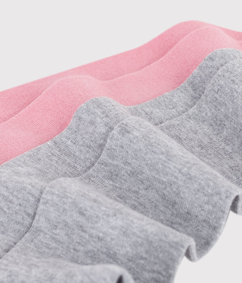 Setje met 2 broekkousen van katoenjersey voor kinderen roze/grijs