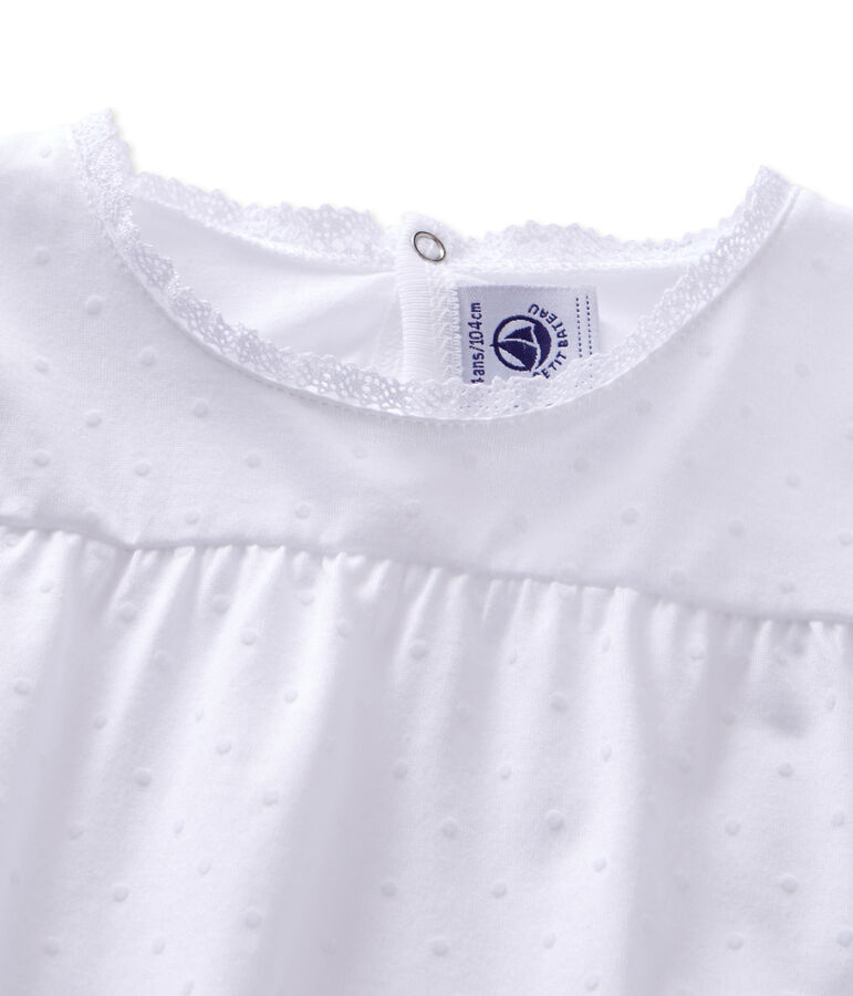 Pyjama fille &agrave; pois blanc ECUME