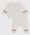 Ensemble 2 pièces bébé en tricot, imprimé "P'tit Cœur" beige MONTELIMAR/blanc MULTICO
