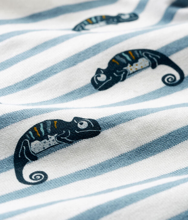 Kort babypakje met korte mouwen voor baby jongen wit/blauw