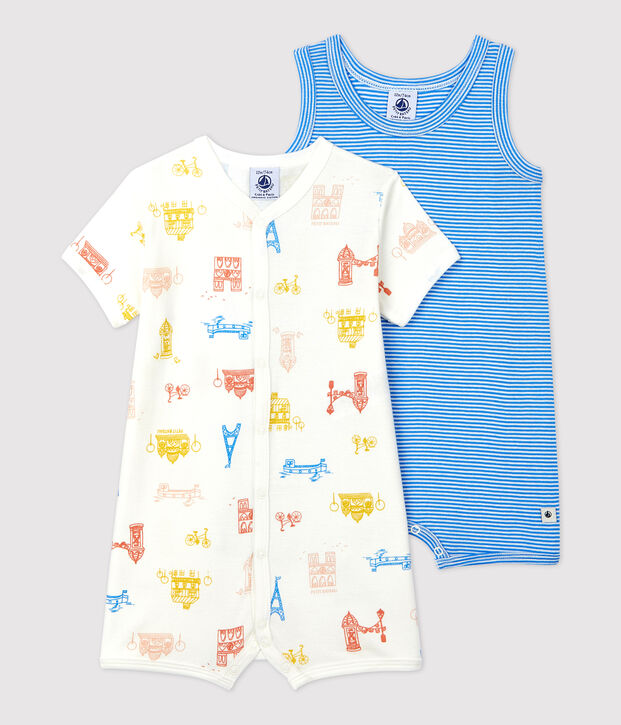 Lot de 2 combicourts Paris b&eacute;b&eacute; en coton multicouleur