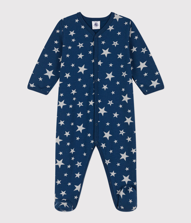 Babypyjama van molton met lichtgevende sterren blauw/wit