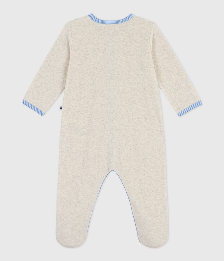 Pyjama b&eacute;b&eacute; en velours uni beige