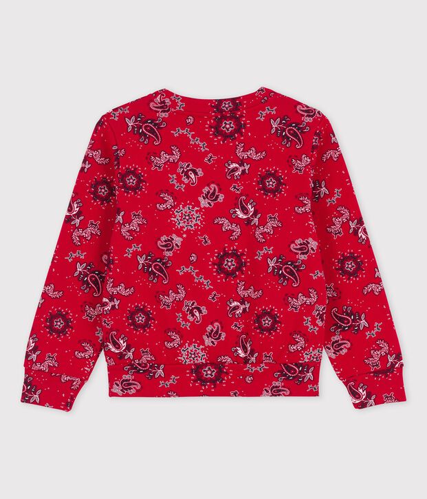 Sweater in molton voor meisjes rood/multicouleur
