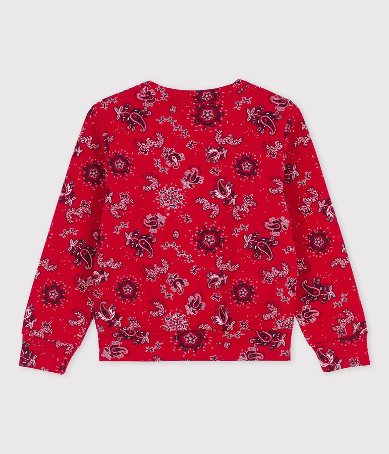 Sweatshirt en molleton enfant fille rouge TERKUIT/blanc MULTICO