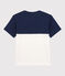 T-shirt met korte mouwen in katoen voor jongens blauw MEDIEVAL/wit MARSHMALLOW
