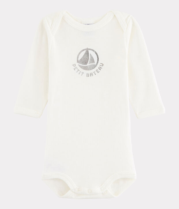 Rompertje met lange mouwen babymeisje - babyjongen wit