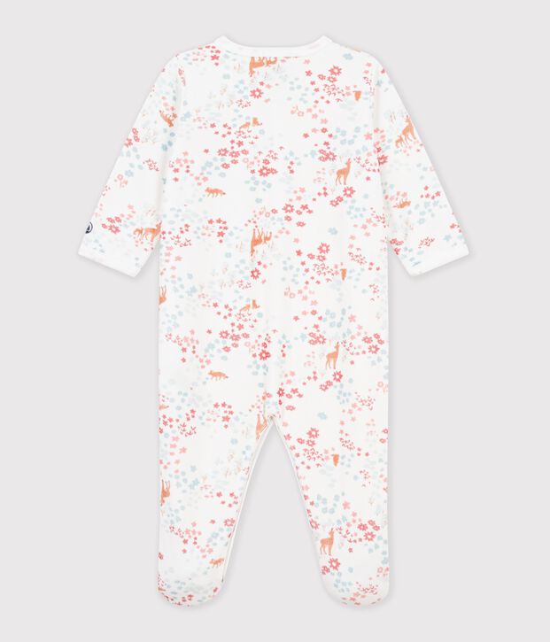Dors-bien en bouclette velours imprim&eacute; wit/roze/multicouleur