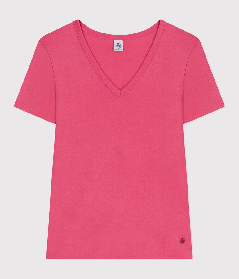 L'Iconique, gestreept katoenen T-shirt voor dames roze
