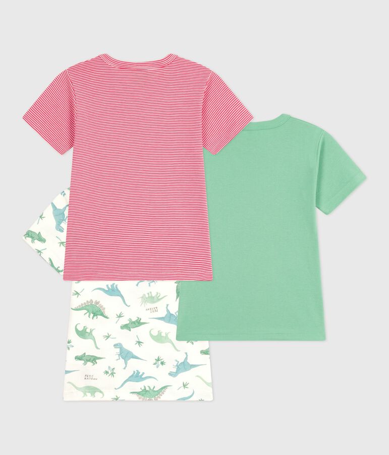 Lot de 3 tee-shirts enfant en coton manches courtes dinosaures multicouleur