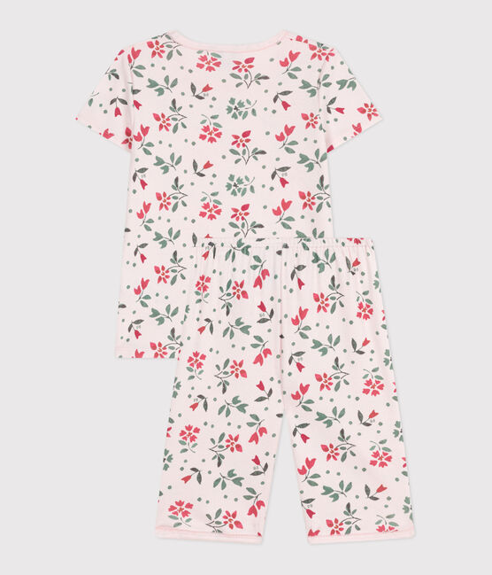 Pyjama capri enfant en coton imprimé fleuri rose FLEUR/blanc MULTICO