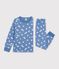 Kinderpyjama van fleece met hartjesprint blauw/wit