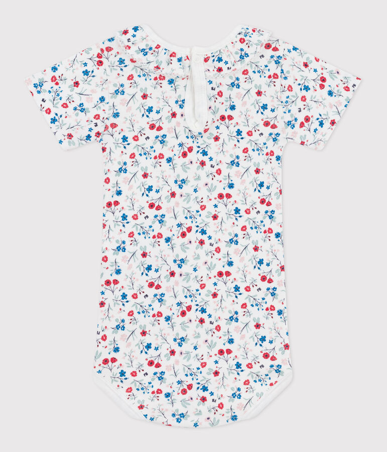Body &agrave; manches courtes b&eacute;b&eacute; en coton, imprim&eacute; fleuri blanc/multicouleur