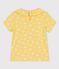 T-shirt manches courtes en coton enfant fille jaune ORGE/blanc MARSHMALLOW