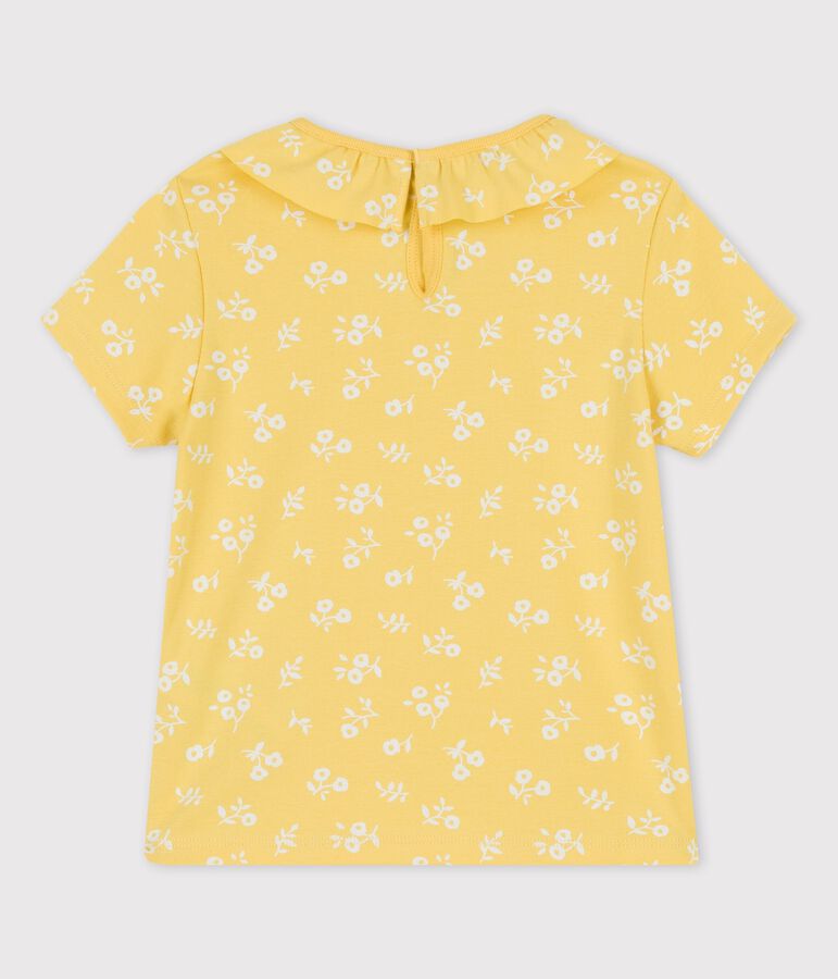 T-shirt manches courtes en coton enfant fille jaune/blanc