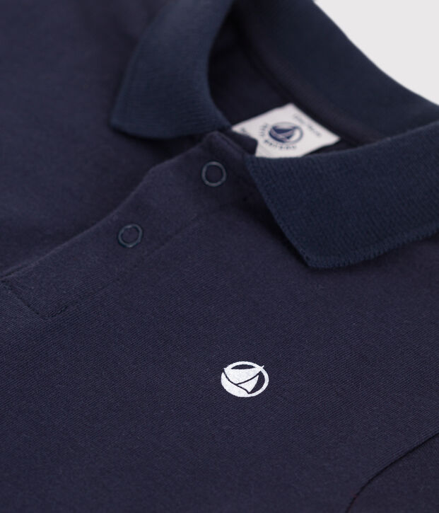 Polo b&eacute;b&eacute; en coton manches courtes uni bleu marine