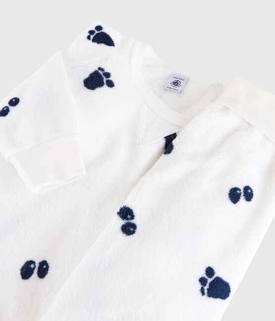 Pyjama petit garçon en polaire blanc MARSHMALLOW/bleu MEDIEVAL CN