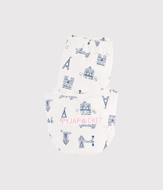 Pyjama enfant imprimé Paris en côte blanc MARSHMALLOW/bleu MAJOR