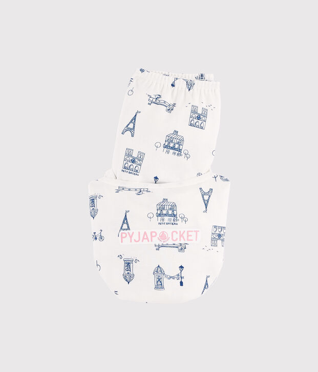 Pyjama enfant imprim&eacute; Paris en c&ocirc;te blanc/bleu