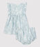 Jurk met bloomer met Hawaïprint van biologische popeline voor baby's PLEINAIR/ MARSHMALLOW