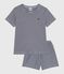 Pyjama short enfant en coton à rayures bleu SMOKING/blanc MARSHMALLOW