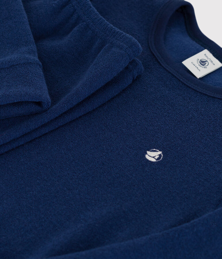 Pyjama voor meisjes/jongens in geruwde badstof blauw MEDIEVAL