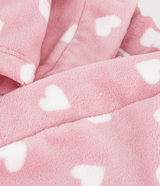 Kamerjas van fleece met print voor kinderen roze/wit