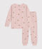 Kinderpyjama van geruwde fleece met sterren- en hartjesprint roze SALINE/wit MULTICO