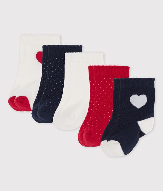 Set van 5 paar babysokken met hartjes variante 1