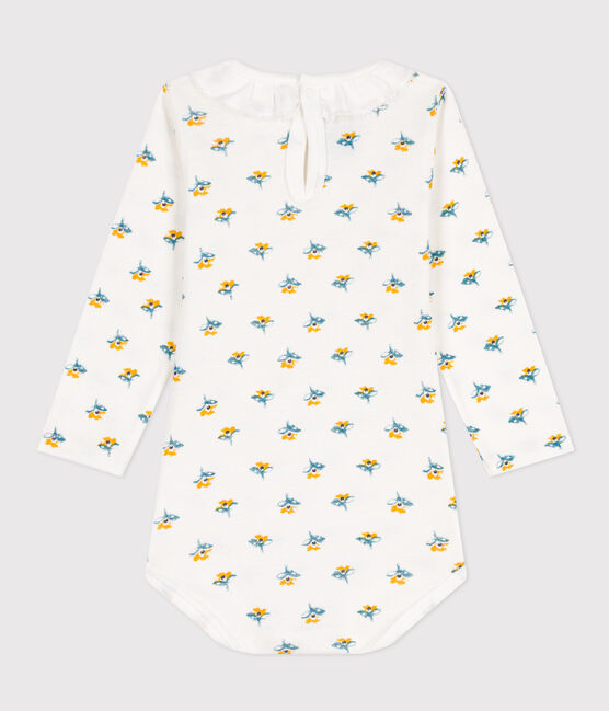 Body manches longues imprimé à collerette en coton bébé blanc MARSHMALLOW/blanc MULTICO