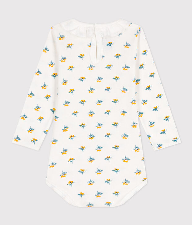Katoenen babypakje met print en lange mouwen en kraagje wit/multicouleur