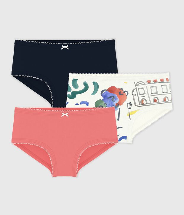 Lot de culottes taille haute enfant en coton imprim&eacute; multicouleur