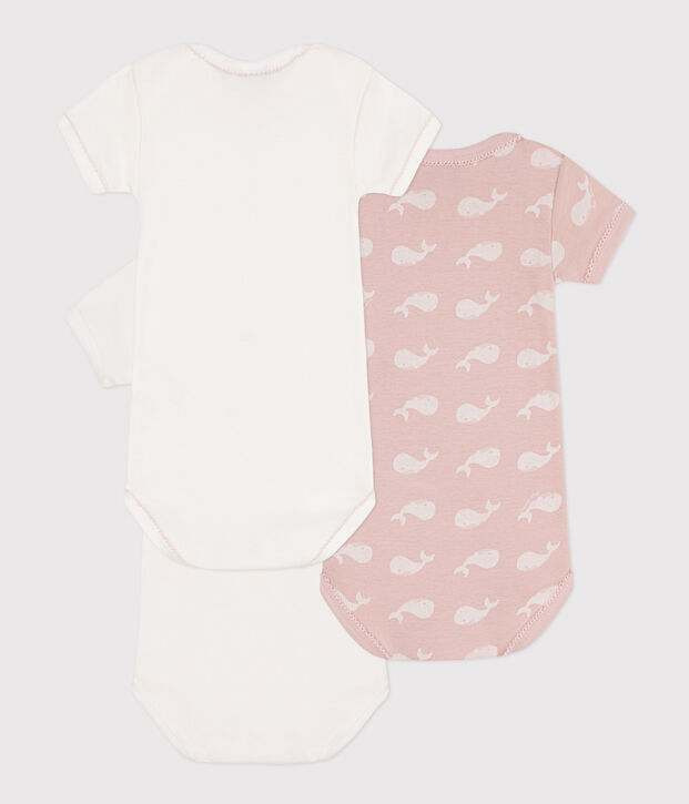 Lot de 3 bodies manches courtes baleines en coton multicouleur