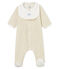Uniseks pyjama met slabbetje van katoenvelours beige MONTELIMAR CHINE