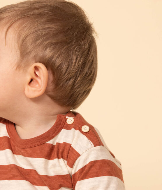 T-shirt met lange mouwen in bedrukte gevlamde jersey voor baby's FAMEUX/ AVALANCHE