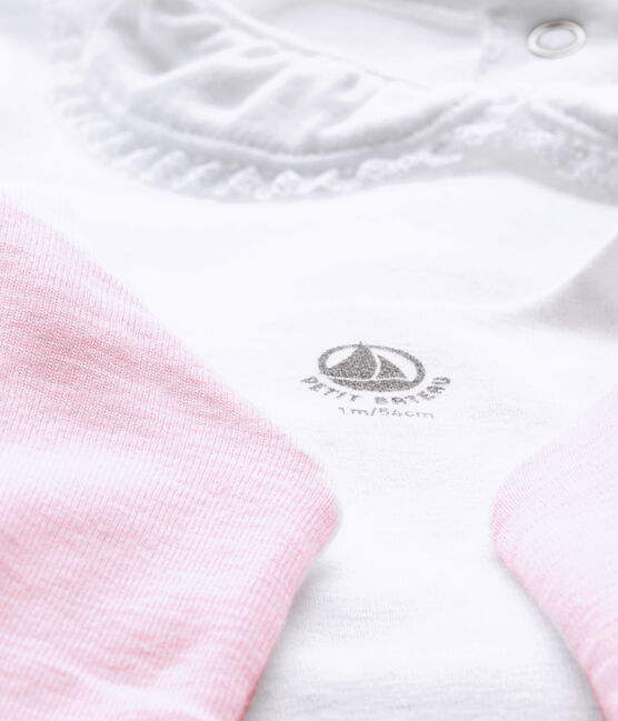 Driedelige set voor babymeisjes wit ECUME/roze VIENNE