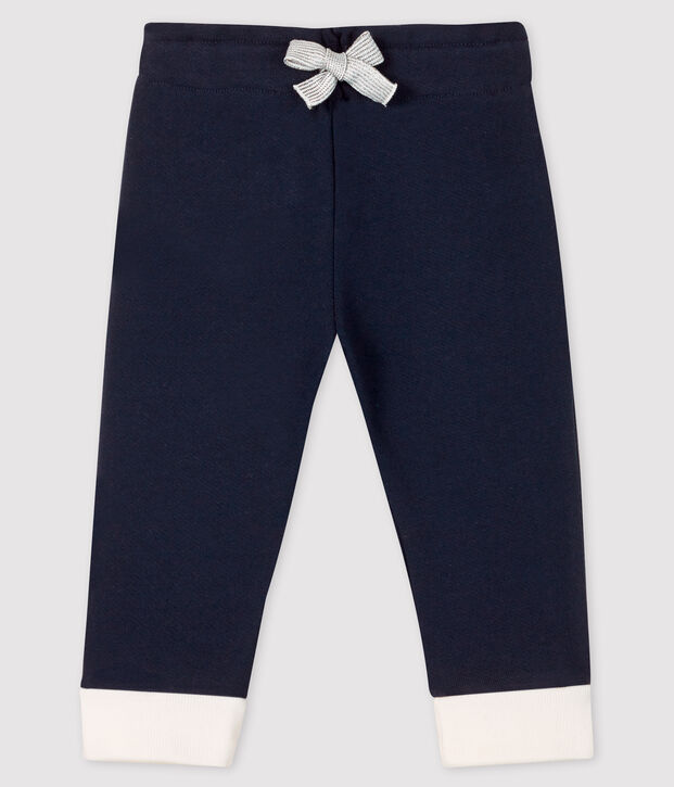 Legging b&eacute;b&eacute; fille en molleton bleu marine