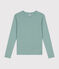 L'Iconique, T-shirt met lange mouw van effen ribstof voor dames groen PAUL