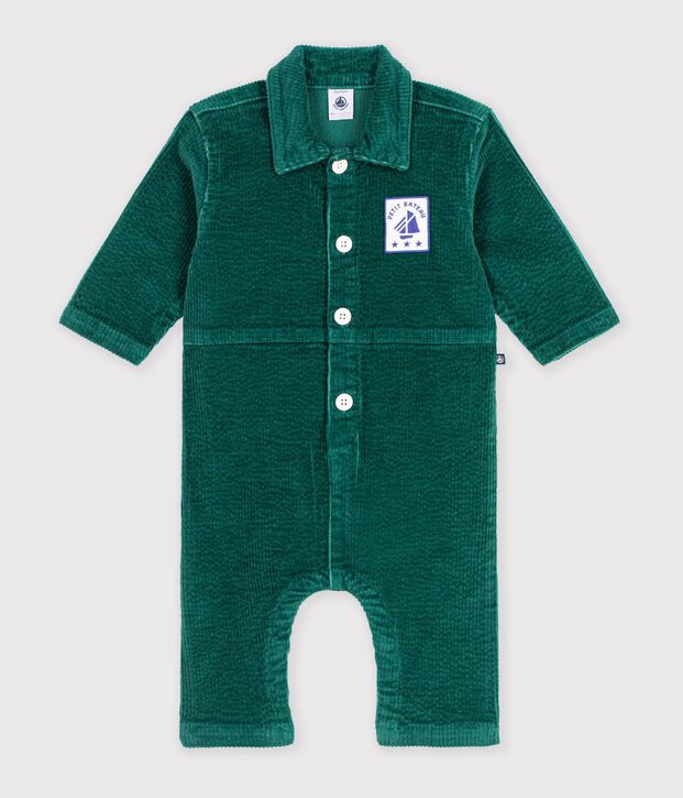 Lang babypakje in effen fluweel groen