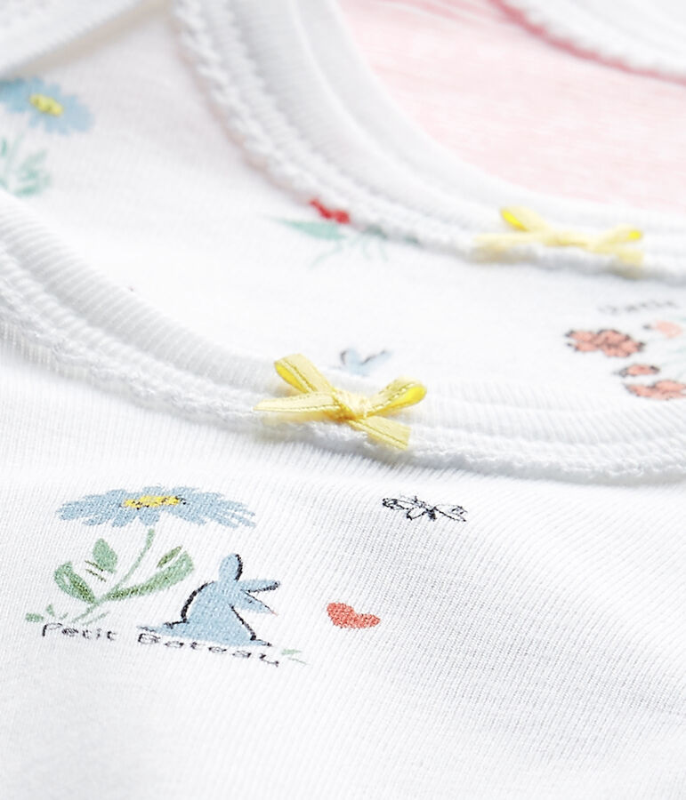 Lot de 3 bodies b&eacute;b&eacute; fille manches courtes blanc LOT