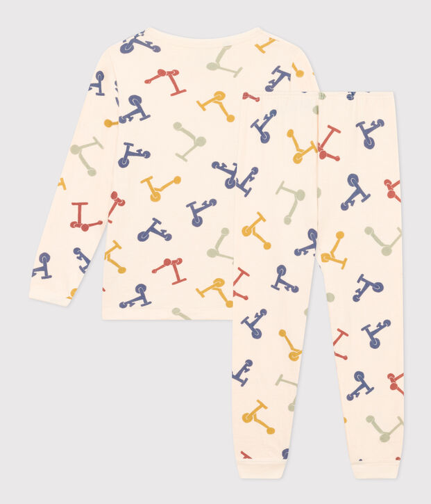 Katoenen kinderpyjama met print ecru/multicouleur